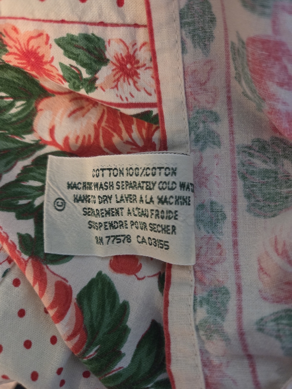 Vtg April Cornell Tablecloth JULY Floral Polkadot 48 X 56" Cotton Cottagecore - Picture 8 of 8